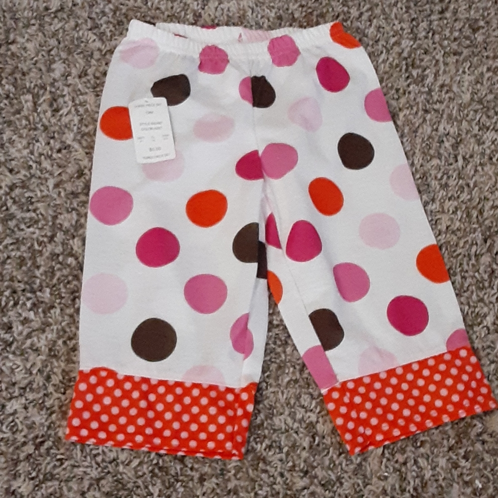 New just one you 12-month pajama pants polka dot